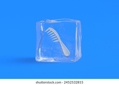 Comb in ice cube. 3d illustration - Powered by Shutterstock