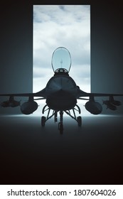 Combat Aircraft In A Hanger 3d Illustration 