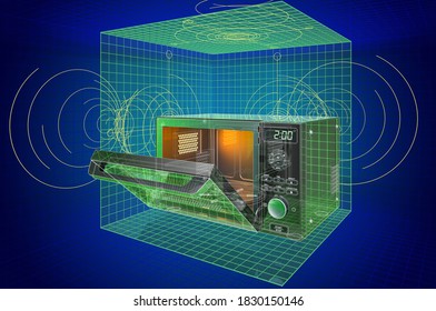 Combination Oven, Microwave Visualization 3d Cad Model, Blueprint. 3D Rendering