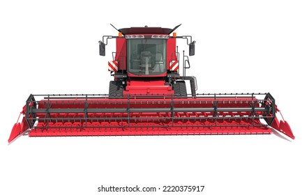 Combine Harvester Farm Equipment 3D Rendering On White Background