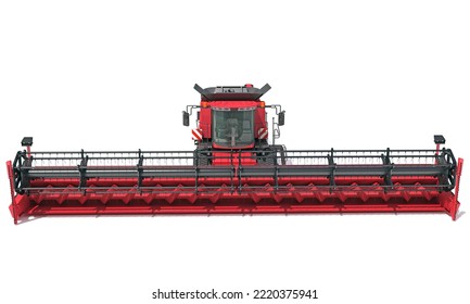 Combine Harvester Farm Equipment 3D Rendering On White Background