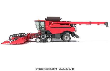 Combine Harvester Farm Equipment 3D Rendering On White Background