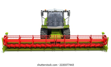 Combine Harvester Farm Equipment 3D Rendering On White Background