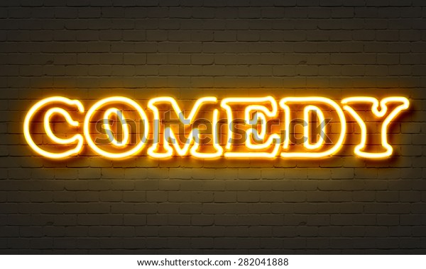 Comedy Neon Sign On Brick Wall Stock Illustration 282041888