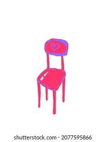 Comfortable Piece Of Furniture. Doodle Digital Illustration.