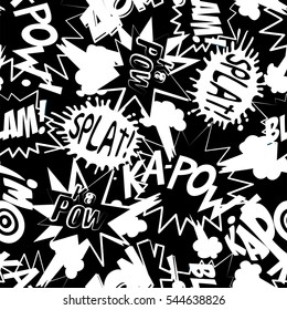 Comic Book Action Words In A Seamless Pattern .