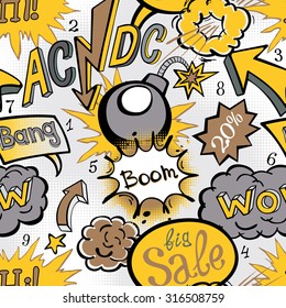 Comic Book Explosion Pattern Illustration Seamless Art Acdc