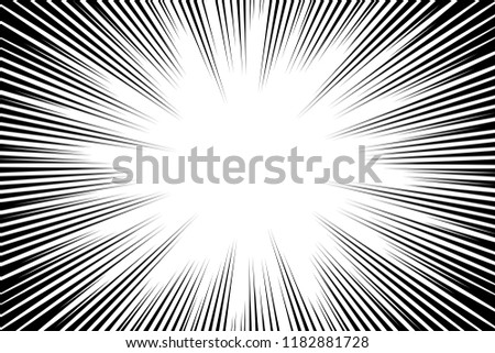 Comic book radial lines background. Manga speed frame. Explosion vector illustration. Star burst or sun rays abstract backdrop