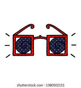 Comic Book Style Cartoon Of A Hypnotic Glasses