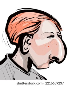 Comic Cartoon Of A  Person With A Big Nose 