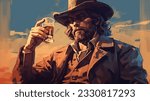 Comic, Cowboy, Old west, Men, Retro