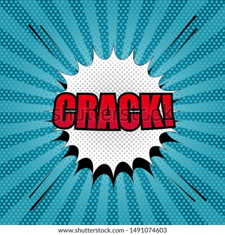 Comic crack template with white cloud sound halftone effects radial and dotted background