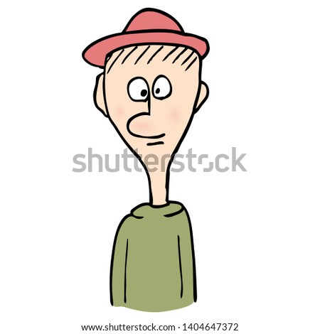 Comic face. Funny guy. Hand-drawn illustration. Raster version.