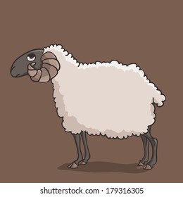 Comic Funny Serious Sheep Vector Illustration Stock Illustration ...