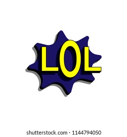 Comic speech bubble with expression text lol.  bright dynamic cartoon illustration in retro pop art style isolated