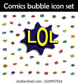 Comic speech bubble with expression text lol icon. Comic icons universal set for web and mobile
