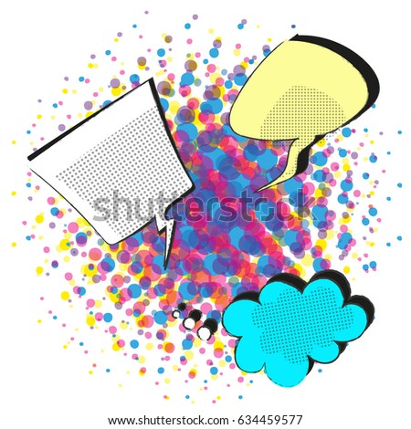Comic speech bubbles on halftone background illutsration