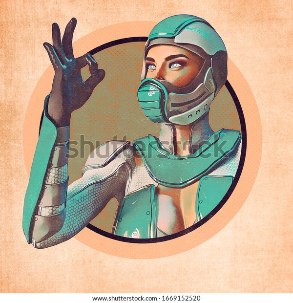 Comic Woman Sci Fi Outfit Ok Stock Illustration 1669152520 Shutterstock 3850