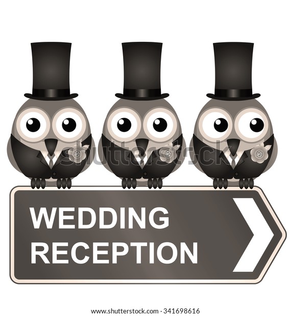 Comical Wedding Reception Sign Isolated On Animals Wildlife