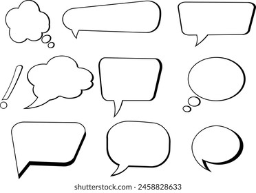 Comics Set of speech bubbles. Speak bubble text, cartoon. Set of speech bubbles.