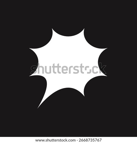 Comic-style speech bubble icon. Bold symbol on black. Speech bubble for comics, graphic design, and playful fonts. Abstract shaped font symbol icon illustration on black background.