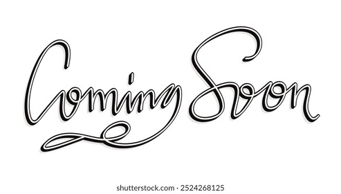 Coming Soon Text Illustration 3D Design: Elegant Handwritten Calligraphy Typography Perfect for Announcement, Website, Event Promotions, Launches, and Engaging Social Media Content to Build Excitement - Powered by Shutterstock