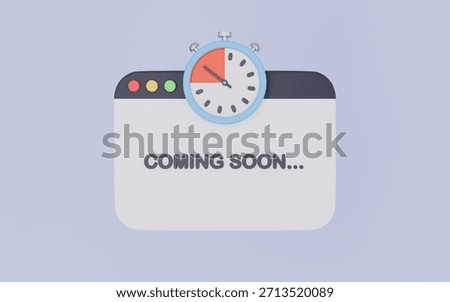 Coming soon with website screen and clock, Coming soon browser stocker