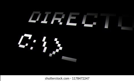 Command Prompt With Cursor Blink On Computer Screen. 3D Illustration.
