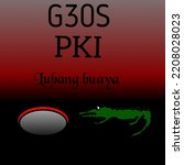 Commemoration of the G30s PKI Indonesia Day with PKI historical monuments, the Garuda symbol, and the heroes of indepedence.Translation: “Commemoration of the G30S PKI”