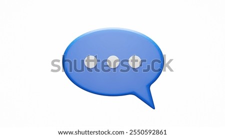 Comment chat message icon in Blue colour front view 3D render