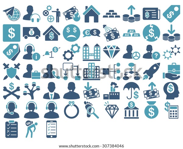 Commerce Icon
Set. These flat bicolor icons use cyan and blue colors. Glyph
images are isolated on a white background.
