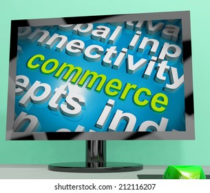 Commerce Word Cloud Screen Showing Commercial Activities