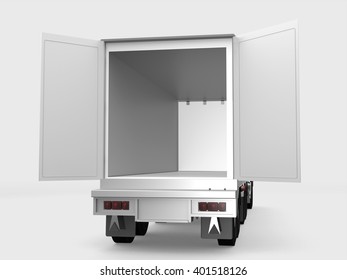 Commercial Delivery, Cargo Truck isolated on white background .3D rendering
