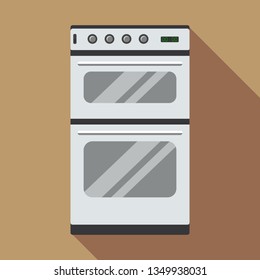 Commercial Gas Oven Icon. Flat Illustration Of Commercial Gas Oven Icon For Web Design