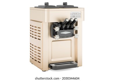 Commercial Ice Cream Machine, 3D Rendering Isolated On White Background