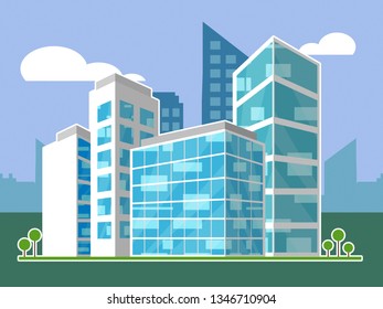 Commercial Real Estate Apartments Represent Property Leasing Or Realestate Investment. Includes Offices And Land Leasing - 3d Illustration 