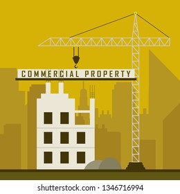 Commercial Real Estate Construction Represents Property Leasing Or Realestate Investment. Includes Offices And Land Leasing - 3d Illustration 