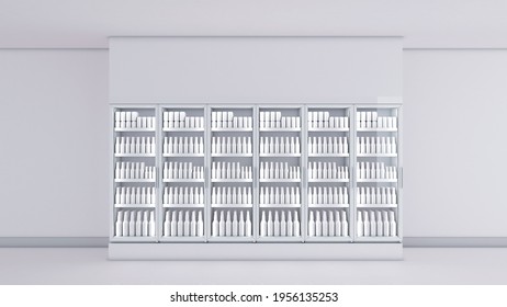 Commercial Refrigerator Branding 3D Rendering White Blank Chiller Display Beer