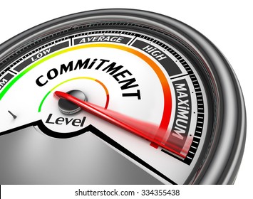 commitment level to maximum conceptual meter, isolated on white background