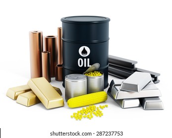 Commodities Including Crude Oil, Gold, Silver, Copper, Platinum And Corn