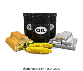 Commodities - Oil, Corn, Gold And Silver