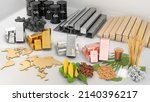 Commodities such as coal tar, gold, cotton, corn, sugar, soybeans, and iron on white background ,Commodity business,3d rendering