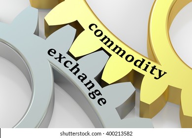 Commodity Exchange Concept On The Gearwheels, 3D Rendering