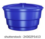 Common water tank in Brazil blue on transparent background in realistic. 3D illustration