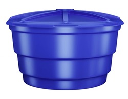 Common Water Tank In Brazil Blue On Transparent Background In Realistic. 3D Illustration