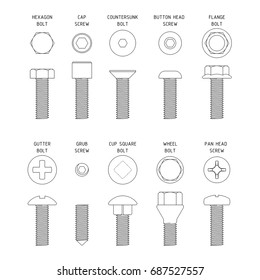 Commonly Used Bolts Stock Illustration 687527557 | Shutterstock