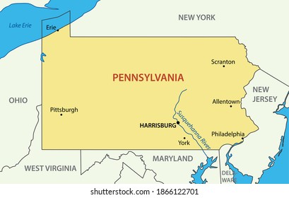 Commonwealth Pennsylvania Map State Usa Stock Illustration 1866122701 ...