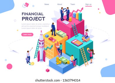 Communication, economy project, money investment card. Teamwork assistant concept. Interacting people. 3d isometric illustration. - Powered by Shutterstock