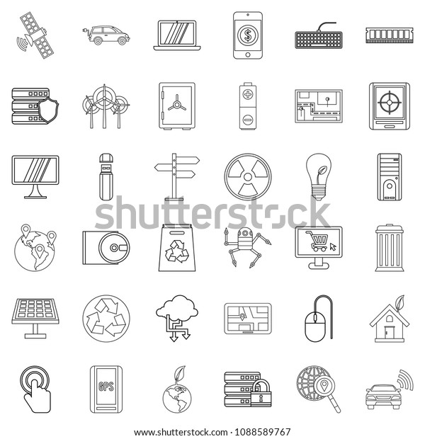 Communication icons set. Outline\
style of 36 communication icons for web isolated on white\
background