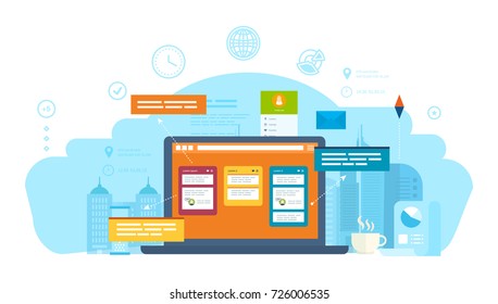 Communication, Online Chat In Live Chat With Support Of Website And Dialogues, Web Resources, Consultations, Information Messages. Project Management, Task Manager, Crm Systems. Illustration Isolated.